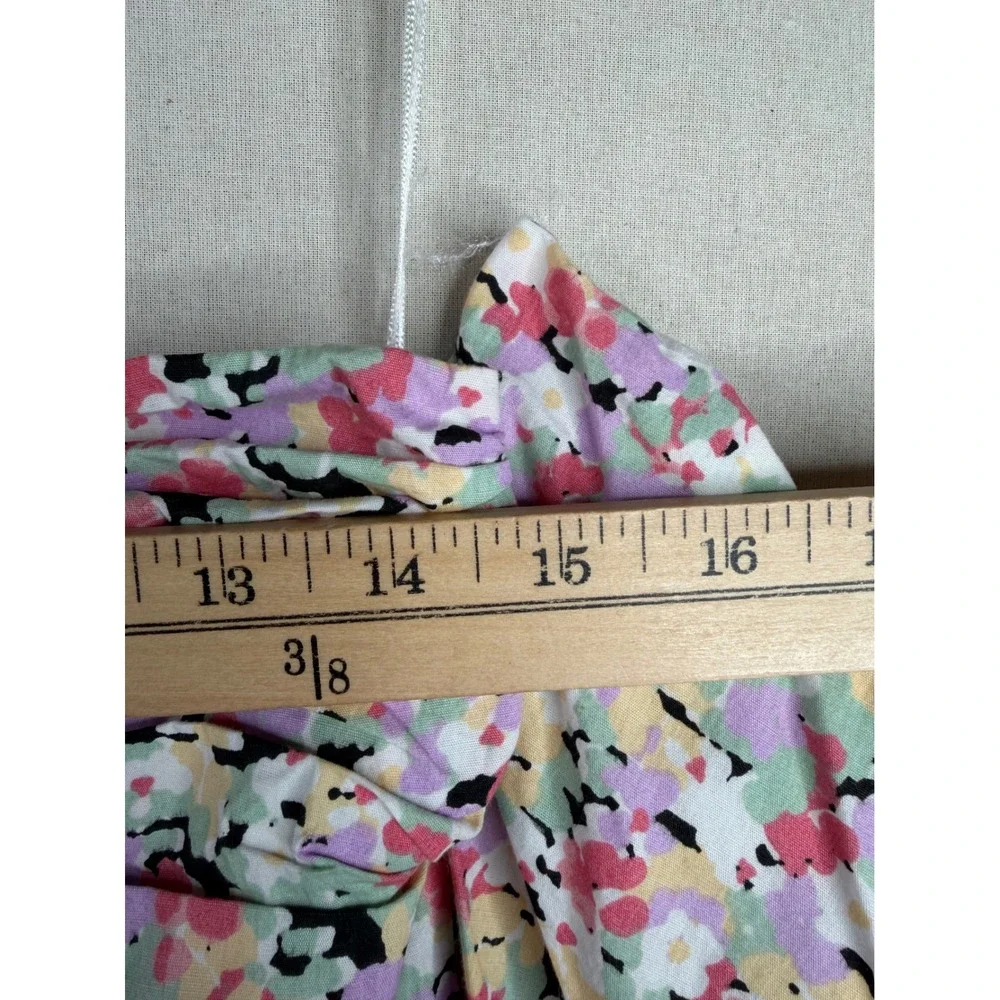 New Nasty Gal Floral Print Off the Shoulder Puff Sleeve Romper size 4 Multicolor - Picture 6 of 8